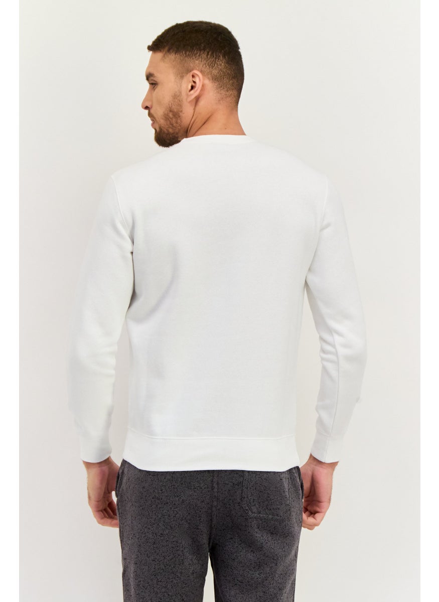 Champion Men Sportswear Fit Long Sleeves Outdoor Sweatshirt, White  - Image 3