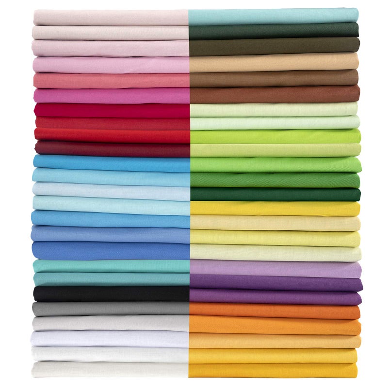 Aubliss 50pcs 100% Cotton Fabric Bundle 10" x 10" PreCut Fat Squares Sheets Printed Floral Sewing Supplies for Patchwork Sewing DIY Crafting Quilting Fabric (50PCS 10"x10", Solid) - Image 1