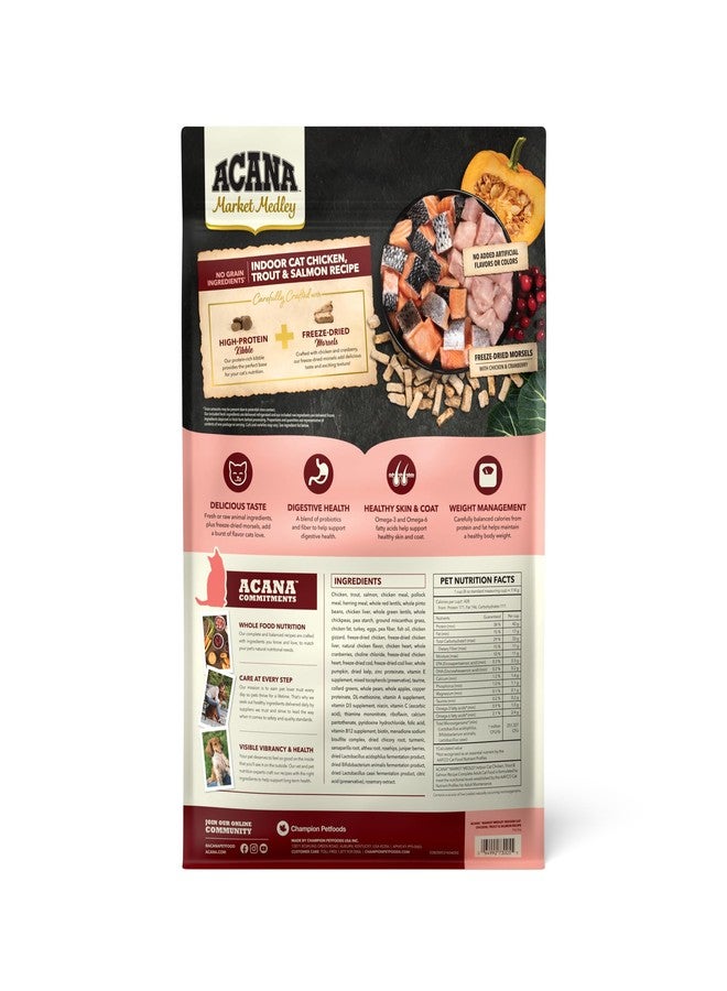 (أسنى) طعام القطط المنزلية المتنوع ACANA Market Medley، بنكهة الدجاج والسلمون المرقط والسلمون مع قطع مجففة بالتجميد، مصنوع من الدجاج والتوت البري، تغذية كاملة ومتوازنة، كيس 9 أرطال - Image 2