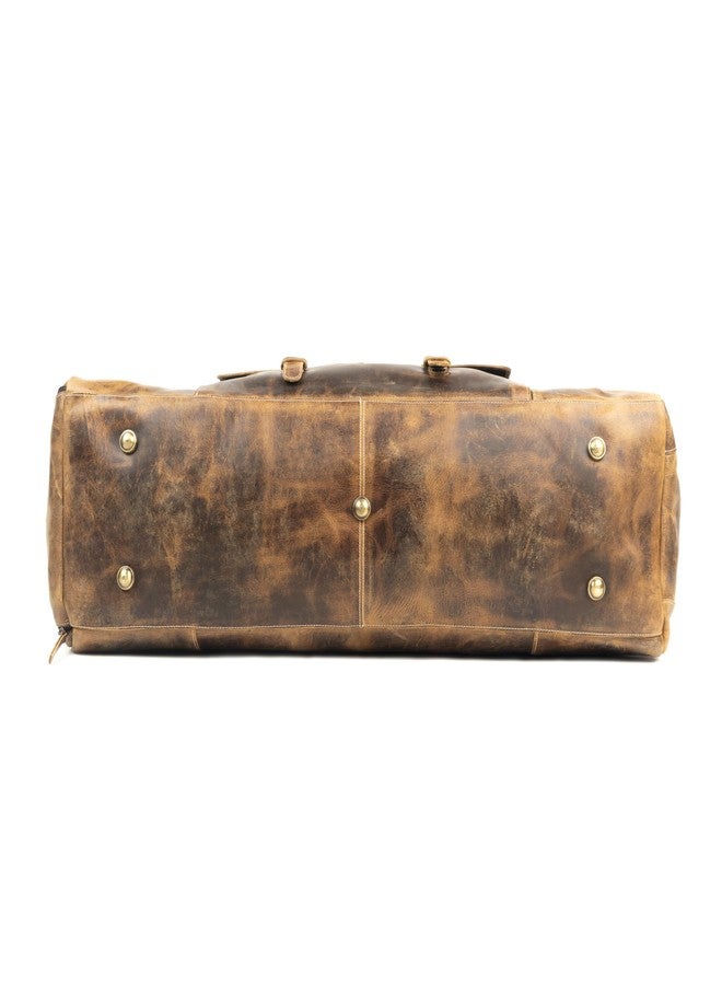 Tuzech Large Leather Travel Bag Duffel Bag Gym Sports Flight Cabin Bag Leather Holdall Overnight Weekend Large Luggage Bag Brown Color (20 inches) - Image 5