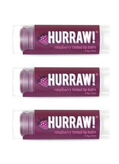 Hurraw! Raspberry Tinted Lip Balm 3 Pack: (Sheer Berry Tint) Organic Certified Vegan Cruelty And Gluten Free. Nongmo 100% Natural Ingredients. Bee Shea Soy And Palm Free. Made In Usa  - Image 1