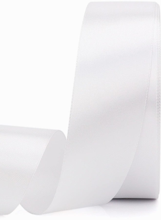 Nsilu 25 Yards 1-1/2 inches Wide Satin Ribbon Suitable for Wedding, Party and Gift Box Packaging Ribbon (White, 1-1/2" - Image 1
