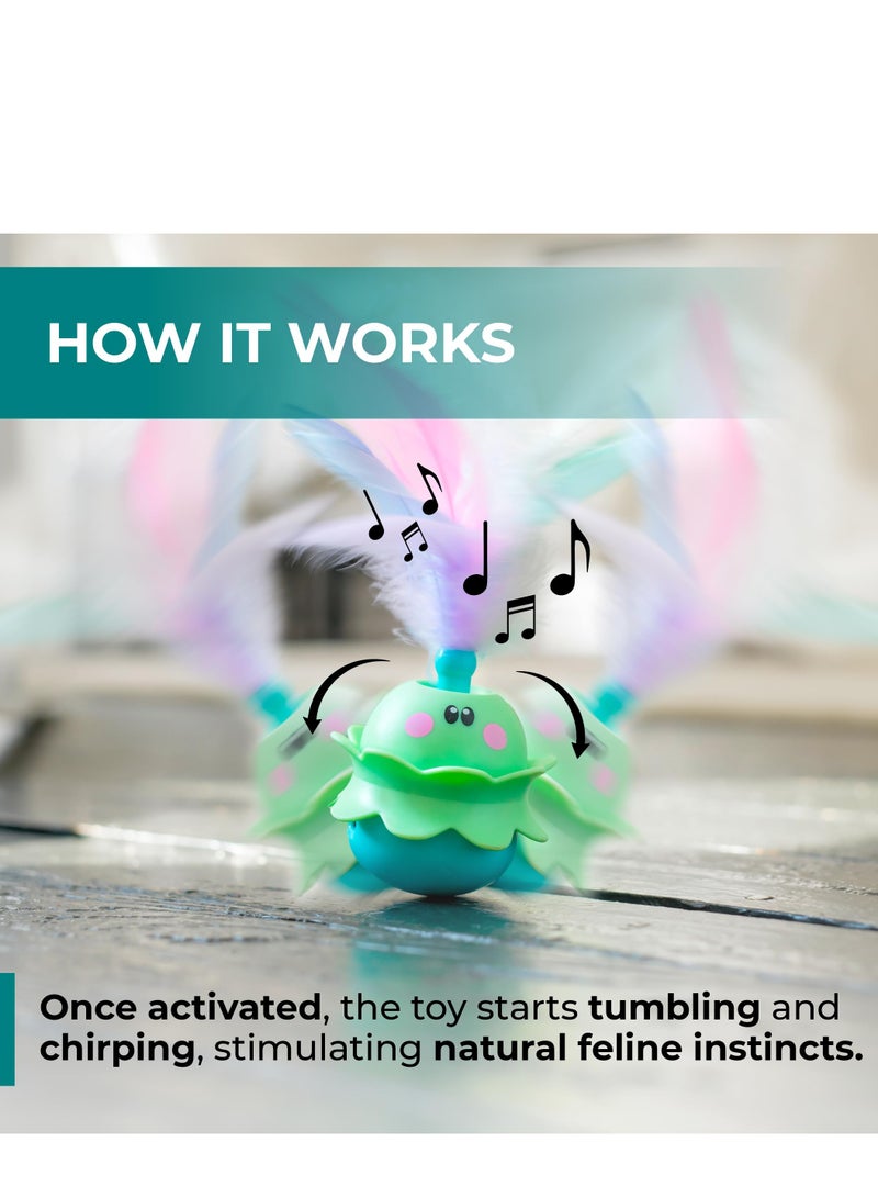 Motion Activated Cat Feather Toy, Automatic Cat Toy Smart Tumbler Cat Toy with Silicone Tail Chirping Motion Cat Toy Motion Activated Tumbler Cat Toy for Exercise u0026 Boredom | Moving Cat Toy - Image 4
