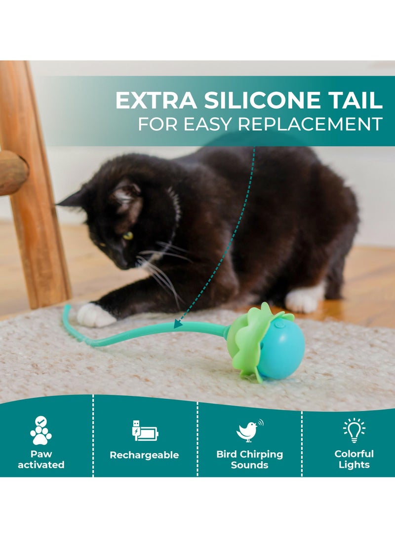 Motion Activated Cat Feather Toy, Automatic Cat Toy Smart Tumbler Cat Toy with Silicone Tail Chirping Motion Cat Toy Motion Activated Tumbler Cat Toy for Exercise u0026 Boredom | Moving Cat Toy - Image 2