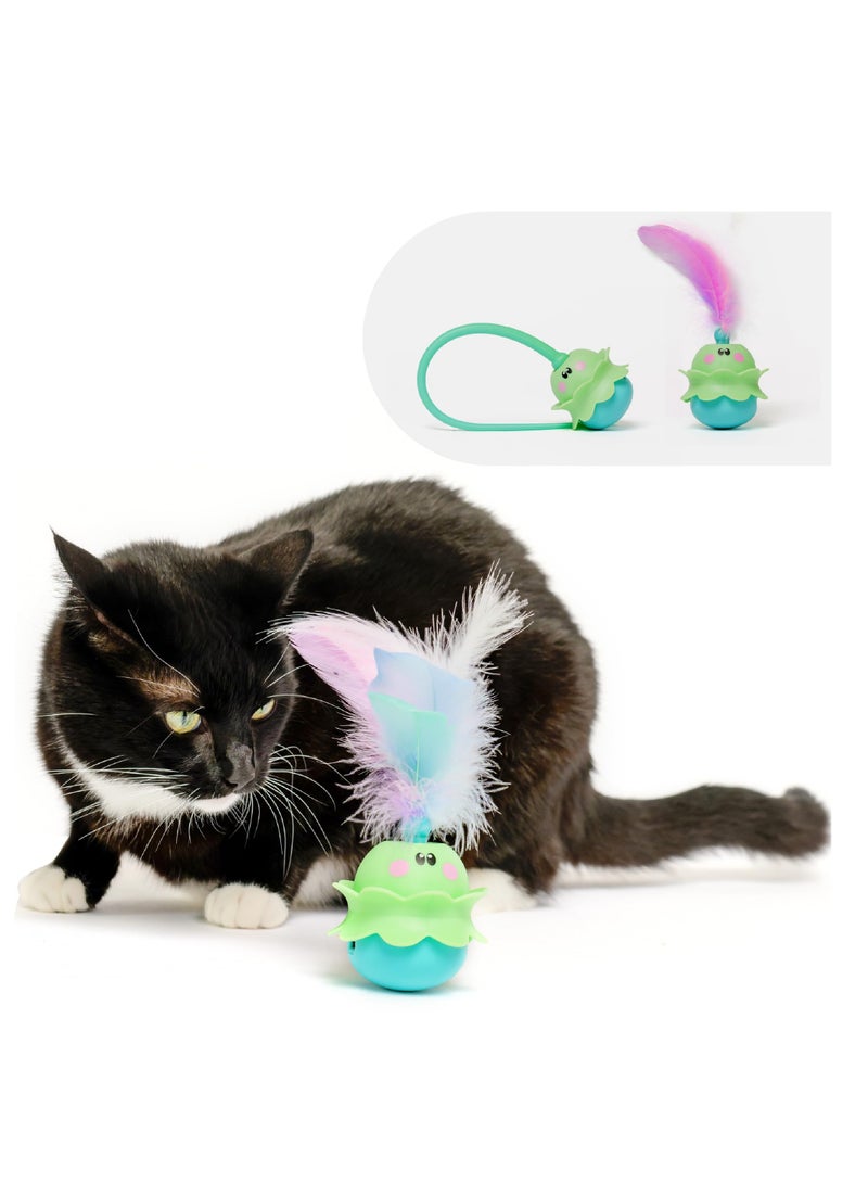 Motion Activated Cat Feather Toy, Automatic Cat Toy Smart Tumbler Cat Toy with Silicone Tail Chirping Motion Cat Toy Motion Activated Tumbler Cat Toy for Exercise u0026 Boredom | Moving Cat Toy - Image 1