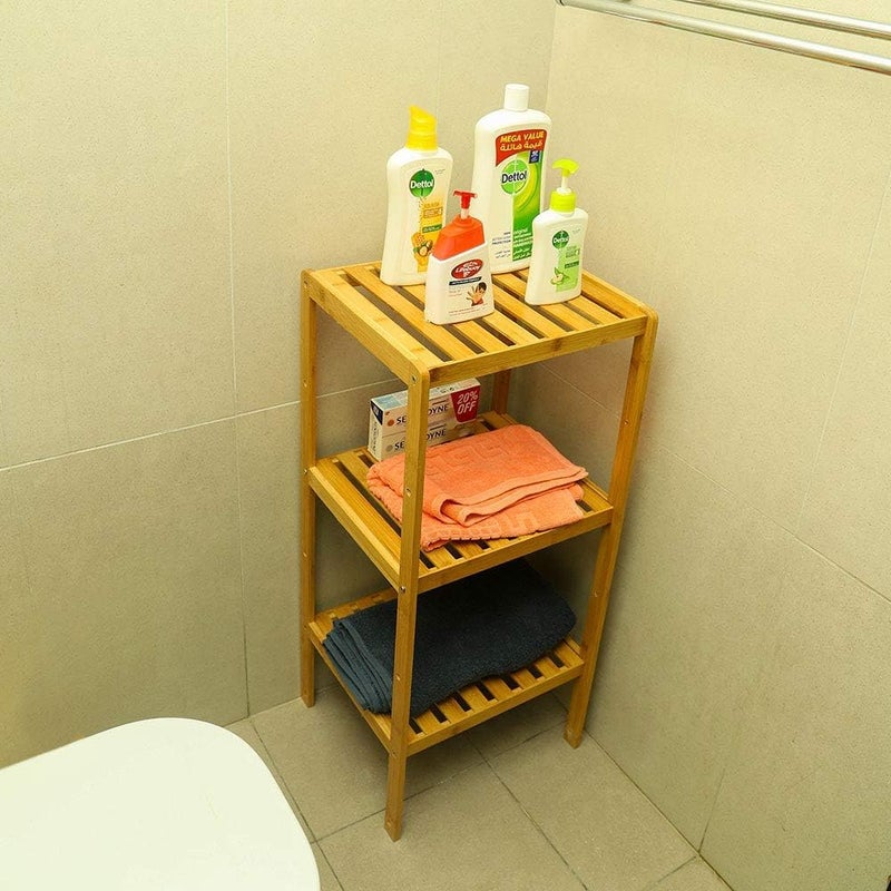 AsolBD Bamboo Shelf, 100% Bamboo Tower Multifunctional Storage Rack Shelving, Standing Organizer Unit, Utility Shelf Adjustable for Laundry Pantry Kitchen Bathroom Narrow Places (Natural, 3 Tier) - Image 5