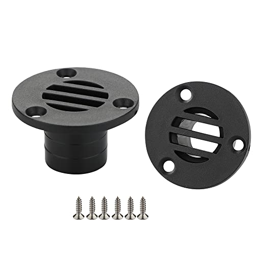 VTurboWay 2 Pcs Nylon 45 x 26mm Boat Floor Deck Drain Fit for Yacht Kayak Deck Drainage Supplies, Black, Free Mounting Screws - Image 1