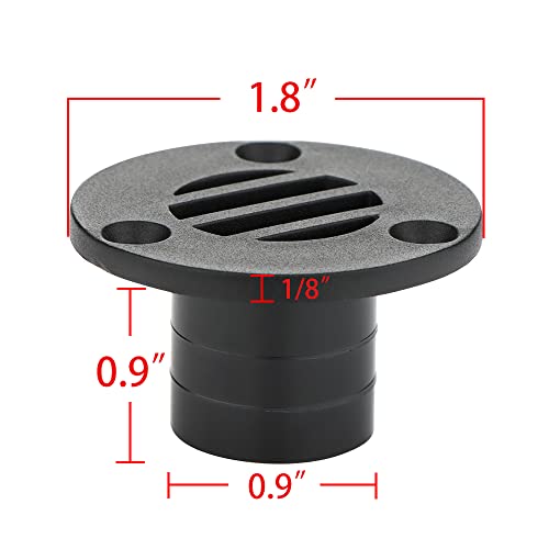VTurboWay 2 Pcs Nylon 45 x 26mm Boat Floor Deck Drain Fit for Yacht Kayak Deck Drainage Supplies, Black, Free Mounting Screws - Image 3