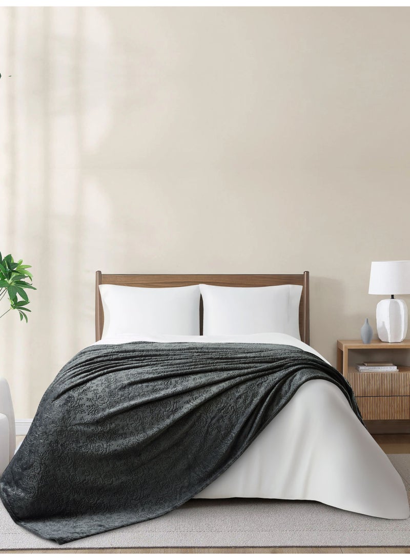 Donetella Fleece Blanket, Single Size 170x240 cm, 350 GSM, Floral Texture - Lightweight Ultra Soft & Warm Solid Throw Blanket, Cozy for Sofa, Bed & Couch  - Image 1