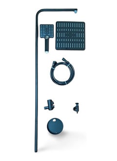 Solex 2 in 1 Ruler Vertical Shower Set - Silver with Brass Shaft, Powerful Thermal Water Hoses - Black