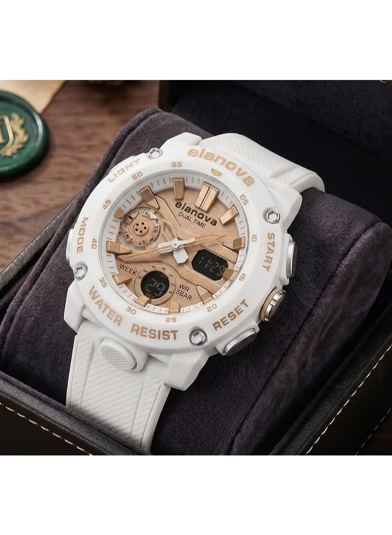 Elanova Sporty analog-digital watch with dual time feature, durable silicone strap, and 5-bar water resistance, model EL70 - Image 2
