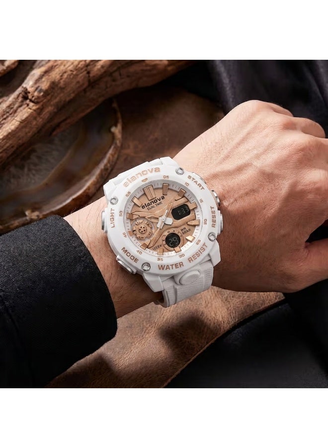 Elanova Sporty analog-digital watch with dual time feature, durable silicone strap, and 5-bar water resistance, model EL70 - Image 3