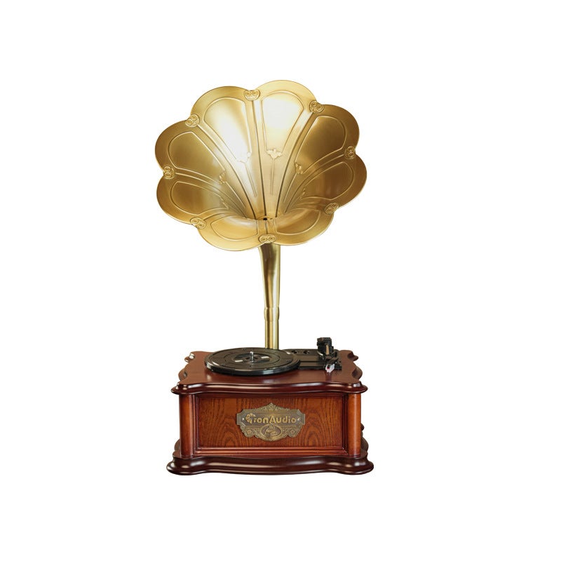 Tang Dian Gramophone Lp Old Record Player European Style Home Accessories Living Room Creative Copper Wood Art Ornaments Audio - Image 1