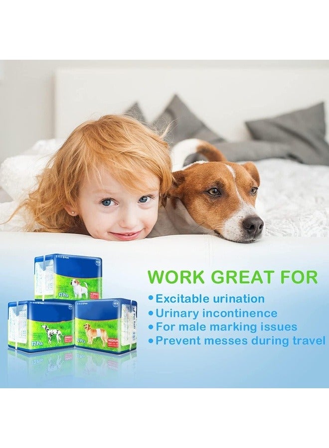 موموبير حفاضات Mumoo Bear المخصصة للاستخدام مرة واحدة للكلاب والجراء - لفافات فائقة الامتصاص لمنع سلس البول للكلاب الذكور (صغير) - Image 4