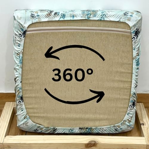 FABANE Stretchable Spandex Printed Sofa Slipcovers - Pack of 10 Sofa Seat Covers for Living Rooms, Couches, Wooden Sofas and Offices (Sea Green Floral) - Image 3