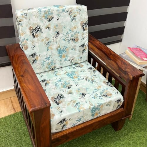 FABANE Stretchable Spandex Printed Sofa Slipcovers - Pack of 10 Sofa Seat Covers for Living Rooms, Couches, Wooden Sofas and Offices (Sea Green Floral) - Image 1