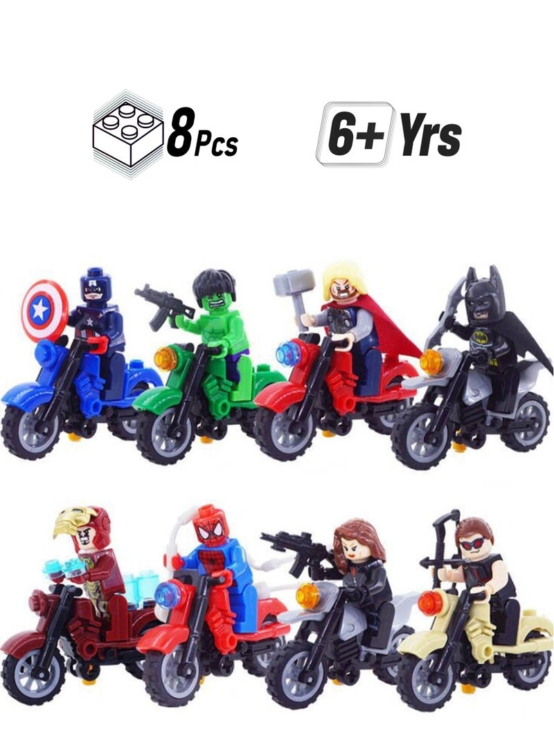 Motorcycle Series Building Blocks Mini Doll Toys 8 Pieces, Suitable For Boys Gift Bag