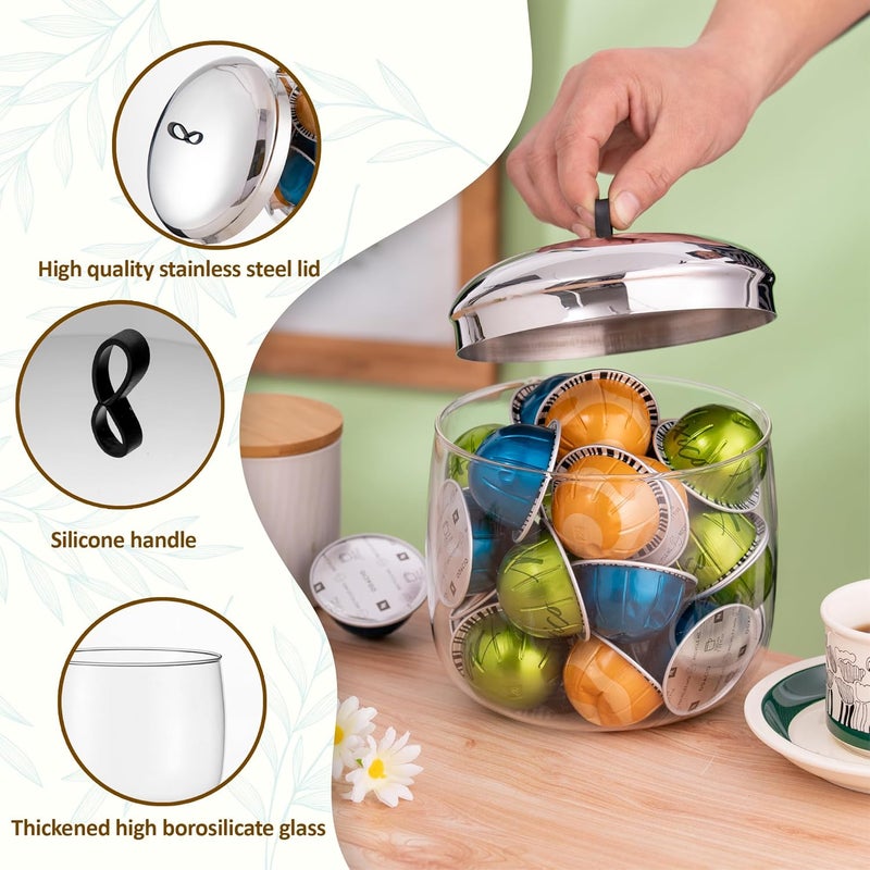 MOLFUJ Coffee Pod Holder, Coffee Pod Storage Compatible with 30 Nespresso Vertuo Pods, Glass K Cup Organizer for Counter, Espresso Capsule Holder for Keurig Kpod - Image 4