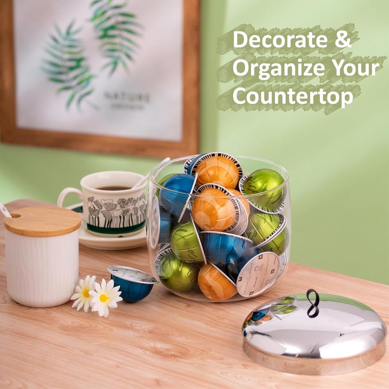 MOLFUJ Coffee Pod Holder, Coffee Pod Storage Compatible with 30 Nespresso Vertuo Pods, Glass K Cup Organizer for Counter, Espresso Capsule Holder for Keurig Kpod - Image 3