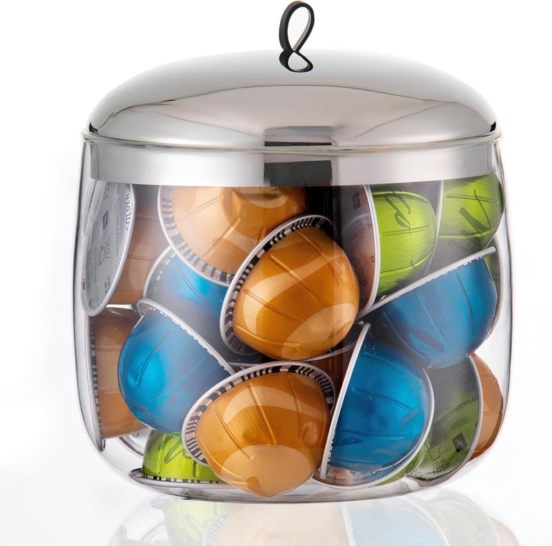 MOLFUJ Coffee Pod Holder, Coffee Pod Storage Compatible with 30 Nespresso Vertuo Pods, Glass K Cup Organizer for Counter, Espresso Capsule Holder for Keurig Kpod - Image 1