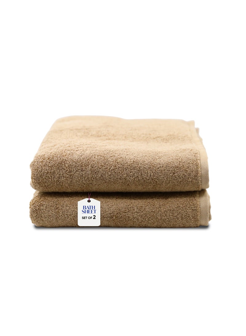 KASSINO Kassino Jumbo Bath Sheet (2 Pack, 90x180 cm) - 540 GSM Large Bath Towel,100% Combed Cotton, Soft & Quick-Dry Oversized Towels, Highly Absorbent, Double Stitched Hotel Quality Towels | Beige  - Image 1