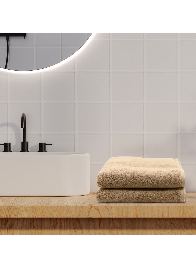 KASSINO Kassino Jumbo Bath Sheet (2 Pack, 90x180 cm) - 540 GSM Large Bath Towel,100% Combed Cotton, Soft & Quick-Dry Oversized Towels, Highly Absorbent, Double Stitched Hotel Quality Towels | Beige  - Image 2