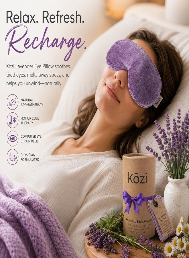 Kozi Weighted Eye Pillow for Relaxation & Sleep | Lavender & Flaxseed Aromatherapy Eye Mask | Microwavable Hot & Cold Compress for Yoga, Meditation, Spa | Sleeping Mask Gift for Women (Amethyst - Image 3