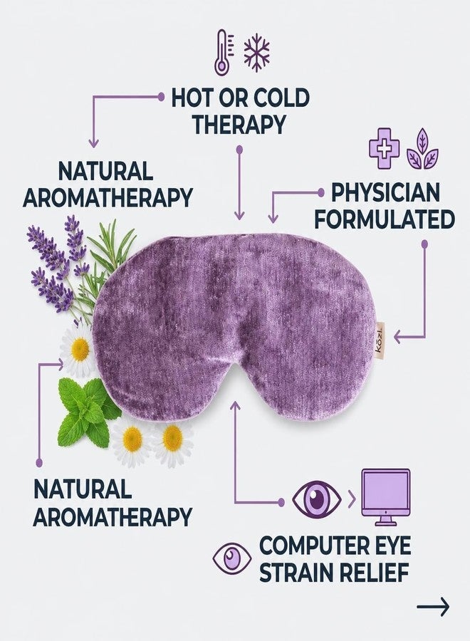 Kozi Weighted Eye Pillow for Relaxation & Sleep | Lavender & Flaxseed Aromatherapy Eye Mask | Microwavable Hot & Cold Compress for Yoga, Meditation, Spa | Sleeping Mask Gift for Women (Amethyst - Image 2