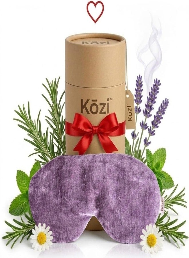 Kozi Weighted Eye Pillow for Relaxation & Sleep | Lavender & Flaxseed Aromatherapy Eye Mask | Microwavable Hot & Cold Compress for Yoga, Meditation, Spa | Sleeping Mask Gift for Women (Amethyst - Image 1