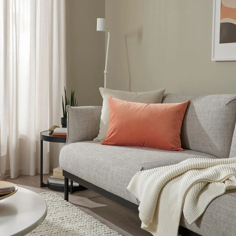 Ikea Throw Pillow Cover Orange Color Meridyendukkan, 40X58 cm Soft-Velvet Cover