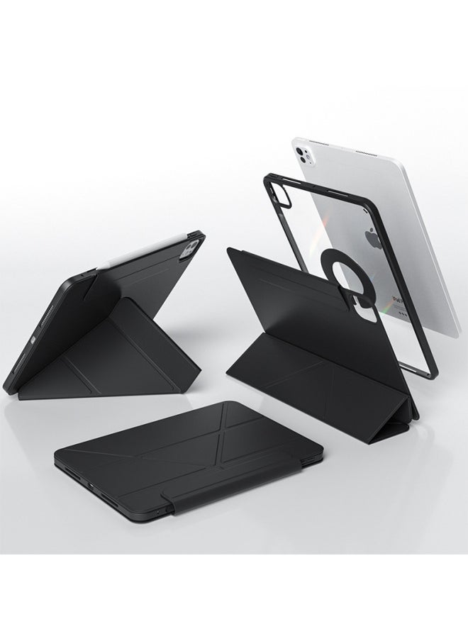 2024 For Apple Ipad11 Shell Pro13 Inch Protective Cover Separate Flat Air6 Buckle Mini7 Silicone-Color:Black - Aurora 4Y Fold (shell + Cover Buckle)-Applicable Model:Pro7-13 Inches (2024 Models)  - Image 1