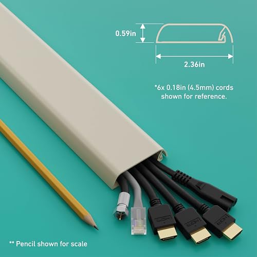 D-Line TV Wall Mount Cord Hider, Hide Mounted TV Cables, Wire Covers, Self Adhesive Cover for Cords, Paintable, Low Profile, Seamless Cable Raceway - 2.36in W x 0.59in H x 15.7in L - Beige - Image 3