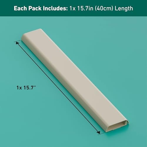 D-Line TV Wall Mount Cord Hider, Hide Mounted TV Cables, Wire Covers, Self Adhesive Cover for Cords, Paintable, Low Profile, Seamless Cable Raceway - 2.36in W x 0.59in H x 15.7in L - Beige - Image 4