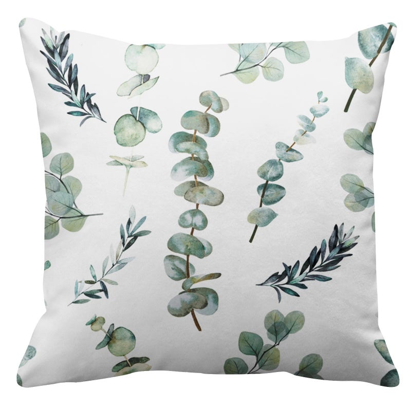 Emvency Throw Pillow Covers Decorative Green Leaf Watercolor Eucalyptus Branches Hand Floral with Plant Objects White Natural Greenery Twig 26x26 Inch Cushion Pillowcase Sofa Square Print