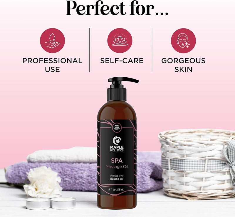 Maple Holistics زيت تدليك مهدئ للعلاج بالتدليك  زيت تدليك كامل الجسم للمنزل لآلام العضلات للاستخدام الاحترافي أو المنزلي مع زيت اللوز الحلو المرطب وزيت اللافندر العطري  غير دهني أو ملون - Image 2