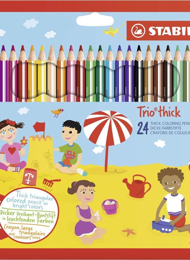 STABILO 203/24-01 Trio Thick Colouring Pencil - Assorted Colours, Wallet of 24 - Image 1