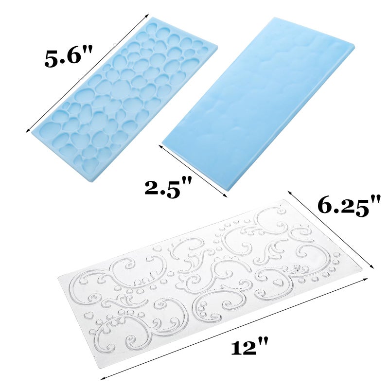 Tosnail 14 Pieces Fondant Impression Mats Molds Lace Embossing Mat for Gum Paste, Cupcake, Biscuits, Fondant Cake, Wedding Cake Decoration - Image 2
