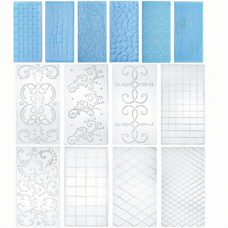 Tosnail 14 Pieces Fondant Impression Mats Molds Lace Embossing Mat for Gum Paste, Cupcake, Biscuits, Fondant Cake, Wedding Cake Decoration - Image 1