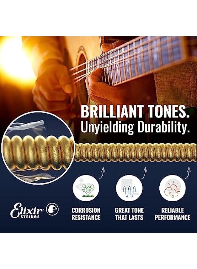 ELIXIR - Strings, Acoustic Guitar Strings, Phosphor Bronze with NANOWEB Coating, Longest-Lasting Rich and Full Tone with Comfortable Feel, 6 String Set, Custom Light 11-52 - Image 1