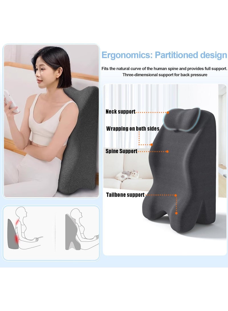 YOUWE7 Adult Ergonomic Memory Foam Bed Triangle Wedge Pillow Headboard for Sitting up Back Neck Pain Relief with Face Down Massage Prone Pillow Function for Reading, with Washable Cover - Image 5