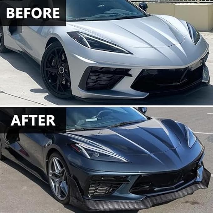 Fancemot Carbon Fiber Front Bumper Lip Compatible with Chevy Corvette C8 2020-2024, Front Splitter Protector Body Kit - Image 5
