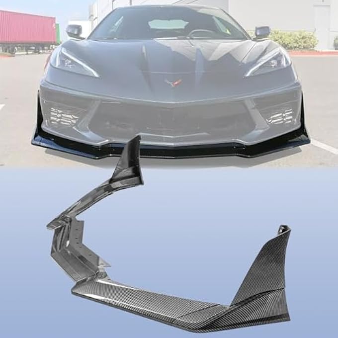 Fancemot Carbon Fiber Front Bumper Lip Compatible with Chevy Corvette C8 2020-2024, Front Splitter Protector Body Kit - Image 4