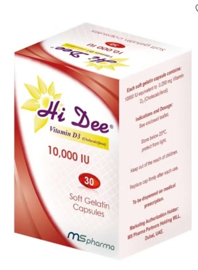 ms pharma Hi Dee Vitamin D3 10000 IU Soft Gelatin Capsules 30's - Image 1