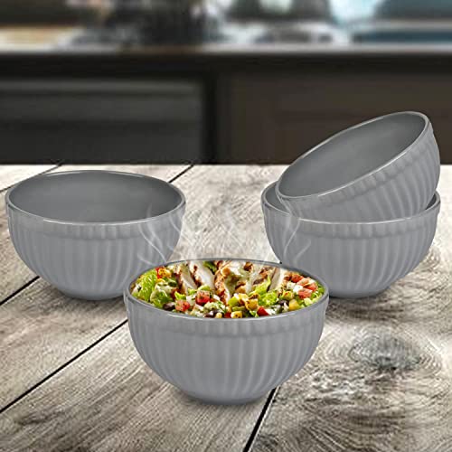 URBAN CHEF Ceramic Bowls | 550 ML | Kitchen Accessories Items, Microwave Safe Bowl, Serving Bowl, Bowl Set, Bowls for Kitchen, Mixing Bowl, Prism Ceramic Handcrafted (Set of 4 - Grey) - Image 1