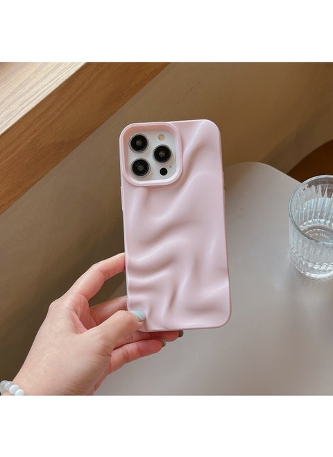 Advanced Sense Water Corrugated Soft Case For IPhone15/16pro Max Phone Case For Apple 13/12/14 Soft Case-Color:Hc Water Ripple Frosted Light Powder-Applicable Models:14pro (without Packaging)