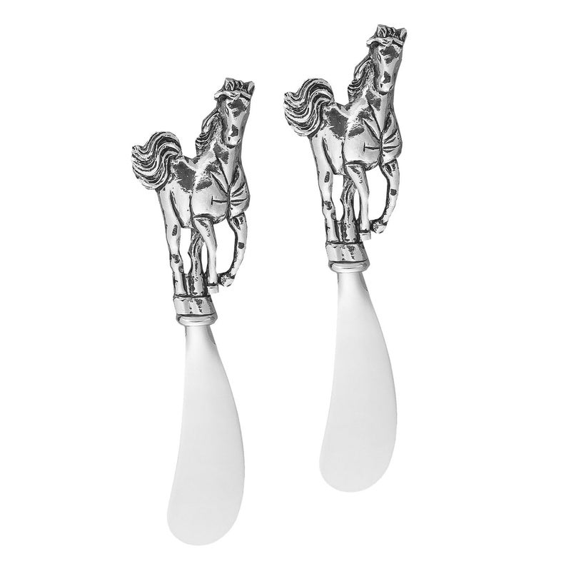 Wine Things Horse Cheese Spreader Set Zinc Alloy Butter Spreaders with Decorative Handles for Cheese Cream and Dips Silver 5 Inch Set of 2
