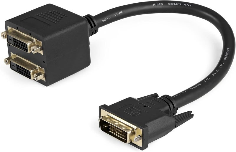 StarTech.com 1ft كابل مقسم DVI - ذكر/أنثى إلى 2x فيديو مزدوج لشاشة كمبيوتر مقسمة (DVISPL1DD) - Image 1