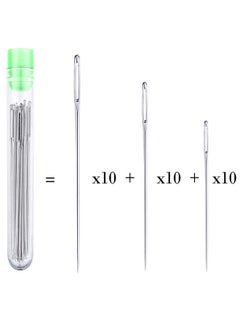 Depend Large Eye Needles, 30 Pcs Large Eye Stitching Needles for Hand Sewing with 3 Different Sizes with Clear Storage Tube Stainless Steel Needles for Handicrafts, Sewn Needles  - Image 2