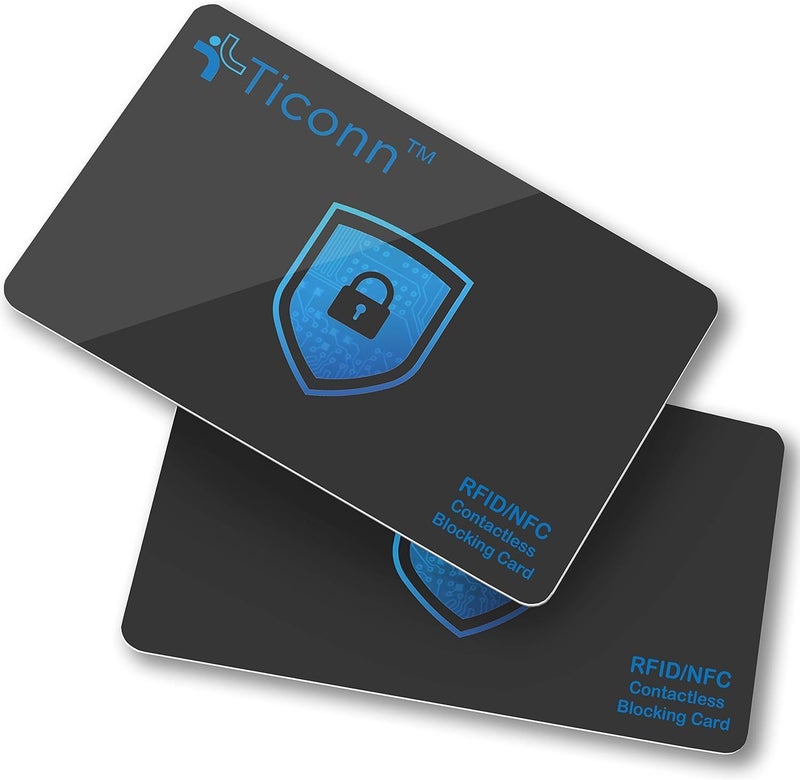تيكون بطاقات حجب RFID من - عبوة من 2 قطعة، مجموعة حماية ممتازة للبطاقات الائتمانية والخصم وجواز السفر بدون تلامس NFC للرجال والنساء، تصميم نحيف ذكي يناسب تمامًا المحفظة/الحقيبة (2) - Image 1