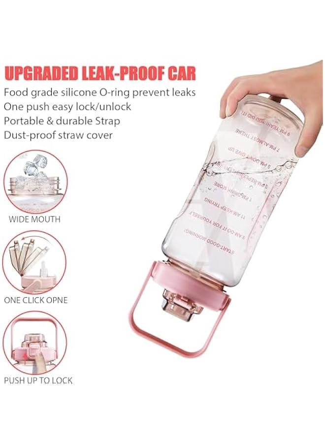 HOOKOR Half Gallon Water Bottle With Sleeve 64oz (2L) Inspirational Water Bottle With Straw and Time Stamp, Drinkable Leak-Proof Tritan BPA-Free Bottle, Large Water Jug for Gym,Sports Bottles (pink) - Image 4